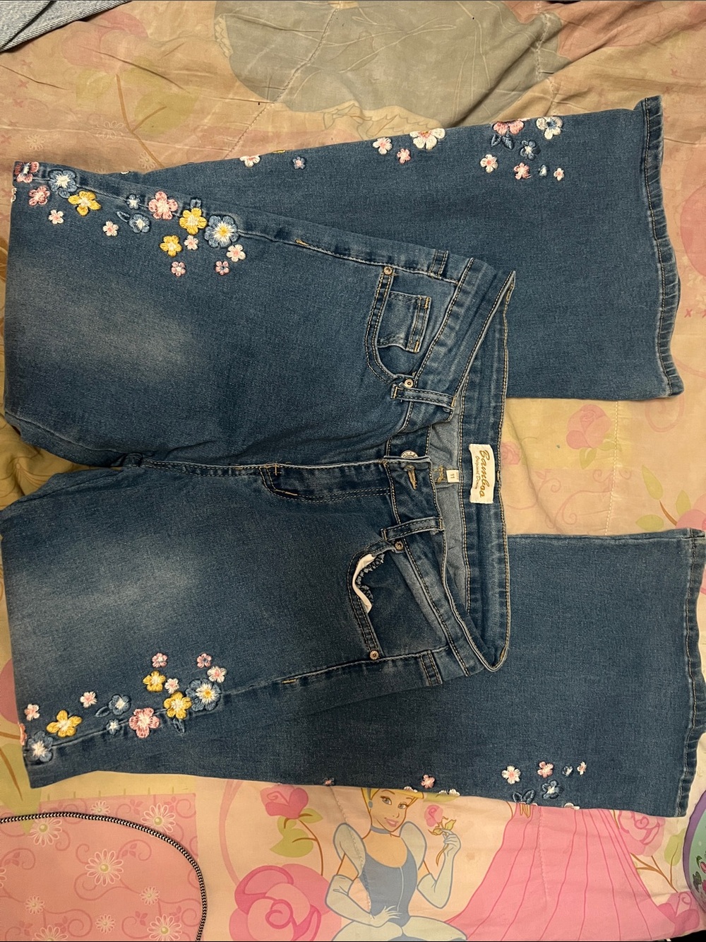 Women’s Blue Embroidered Flare Jeans